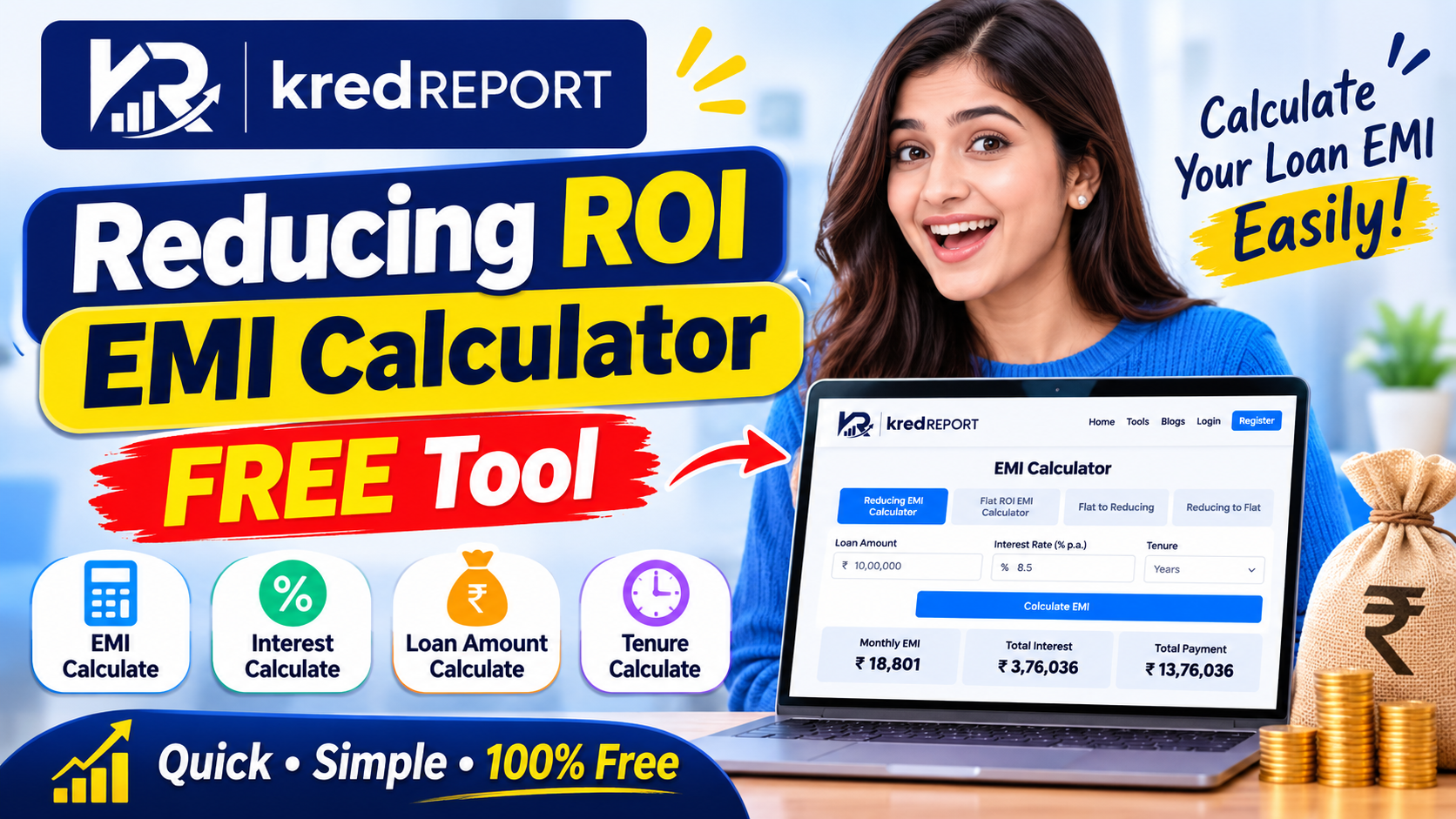 Reducing ROI EMI Calculator