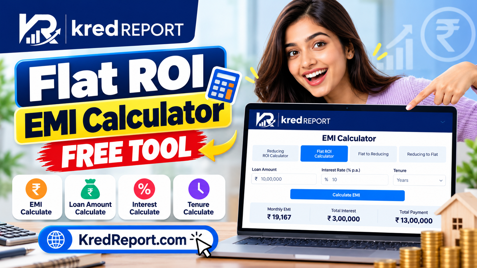 Flat ROI EMI Calculator